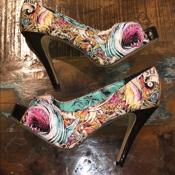 Iron Fist Shoes - Iron Fist shark peep toe pumps